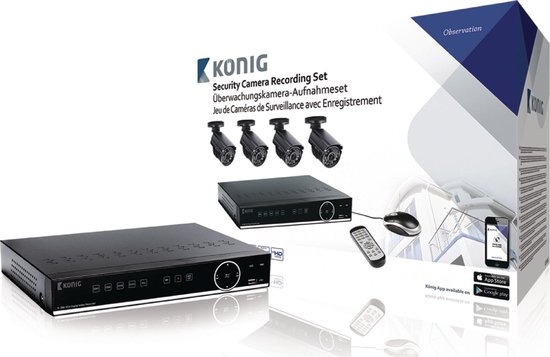 König Beveiligingsopnameset 500 gb HDD met 4 camera's