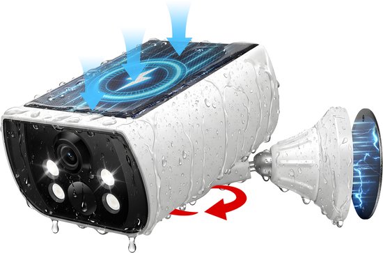 Konsoefuly Q5 - AI Beveiligingscamera Draadloos Buiten 2K 4MP PTZ WiFi Camera met Batterij Solar Support Kleurnachtzicht PIRTFkaart / Cloudopslag, Geen verplicht abonnement