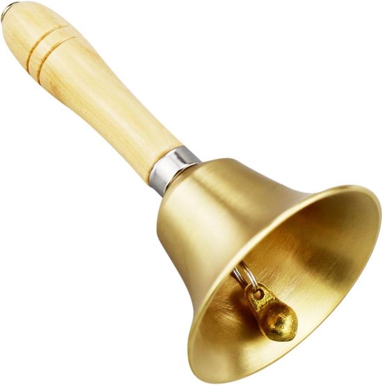 Koperen bel - Handbel spel - Orde roepen - Helder geluid - 15 cm - Goud