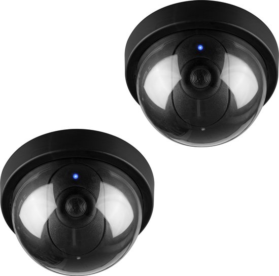 kwmobile dummy camera met lampje - Set van 2 - Beveiligingscamera met knipperende LED - Dome - Zwart van Merkloos