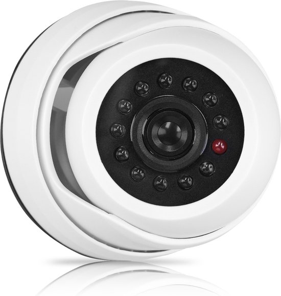 kwmobile dummy camera realistische look - Nep beveiligingscamera met knipperend LED-licht - Werkt op batterijen - Voor aan de wand - Wit van Merkloos