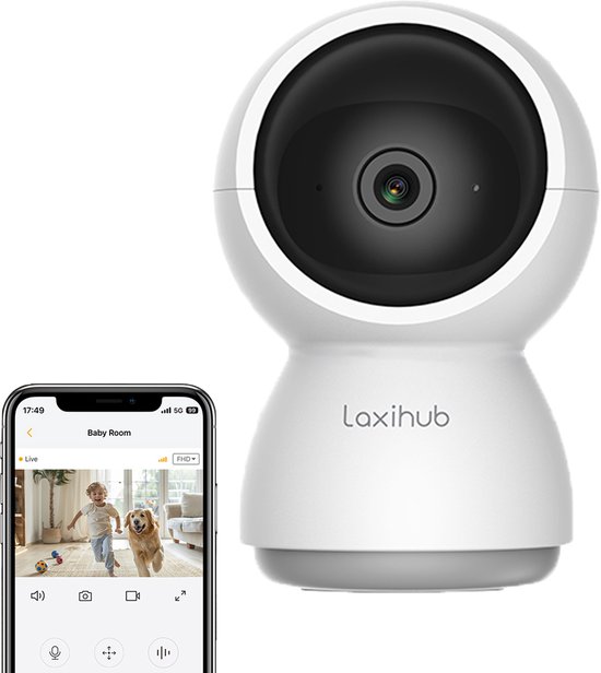 Laxihub P7 Wifi Beveiligingscamera Voor Binnen - Huisdiercamera - Babyfoon - 3MP - Beweegbaar - Dual-Band Wifi - Draadloos - Full360° bewaking - Geen Blinde Vlekken - Geen Maandelijkse Kosten - HD - Besturing via App - Onvif van Laxihub