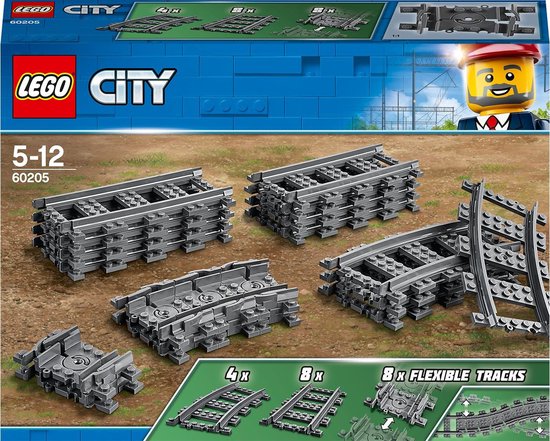 LEGO City Rechte en Gebogen Rails - 60205 van LEGO