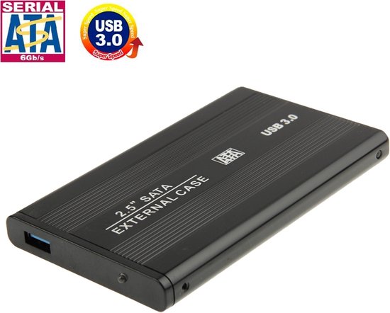 Let op type!! Externe USB 3.0 behuizing voor 2.5 inch SATA HDD harde schijf (zwart)