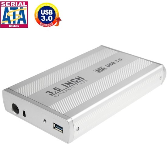 Let op type!! Externe USB 3.0 behuizing voor 3.5 inch SATA & IDE HDD harde schijf (zilverkleurig)