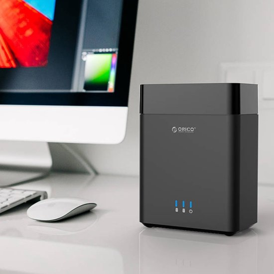 Let op type!! ORICO DS200U3 3 5-inch Bay 2 magnetische-type USB 3.0 harde schijf behuizing met blauwe LED-Indicator(Black)