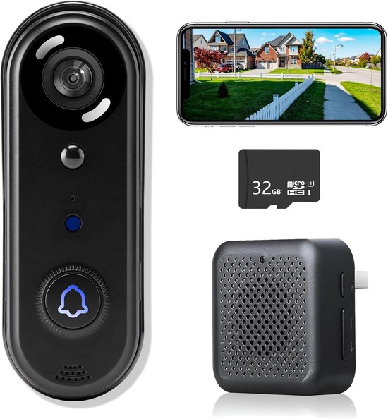 Lexium Video deurbel zonder abonnement - Deurbel met camera - Draadloze video deurbel - Beveiliging woning - Deurbel met app - Slimme deurbel - Geen maandelijkse kosten - Beveiligingscamera - WiFi deurbel - Voor smartphone en tablet van Lexium