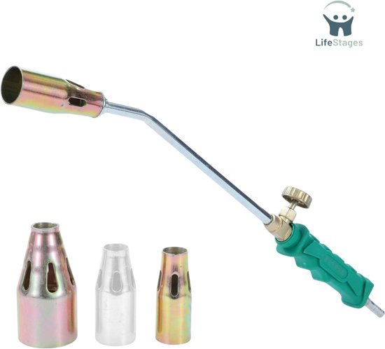 LifeStages - Onkruidbrander - Gasfakkel Onkruidbrander met 3 Nozzles - Vlammenwerper - Afdichter - Smelten - Verwarmen - Lassen - Soldeerbrander - Multifunctioneel - 415 mm Lang van LifeStages
