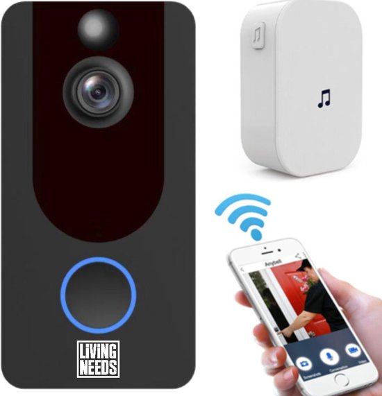 Living Needs Draadloze Deurbel - HD Video Deurbel - Deurbel met Camera - 1080P HD. van Living Needs