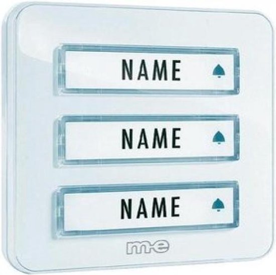 m-e modern-electronics KTA-3 W Belplaat Met naambord 3-voudig Wit 12 V/1 A