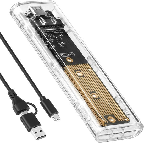 M.2 NVMe en SATA SSD-behuizing, m2 adapter externe harde schijf schijf, m2 USB 3.1 SSD adapterbehuizing USB-C harde schijf voor M.2 PCIe NVME M-Key & M+B-Key 2230/2242/2260/2280