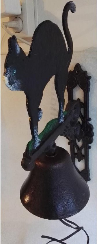 MadDeco - gietijzeren - deurbel - zwarte - kat