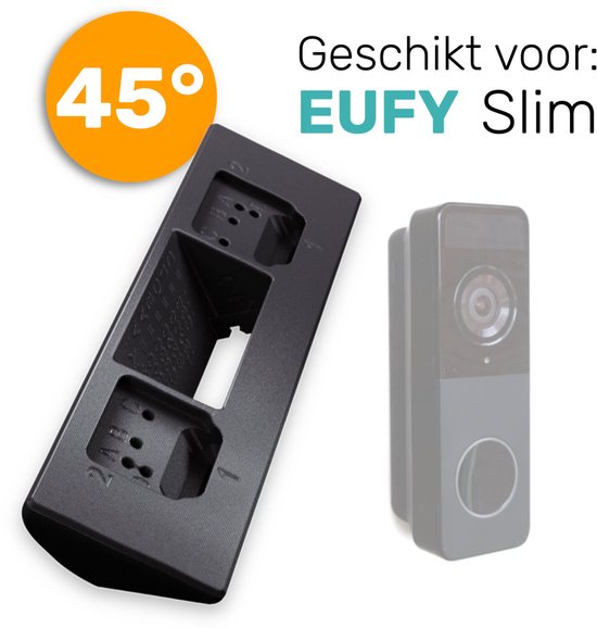 Made for EUFY Slim - 45° Hoekbeugel wig voor slimme camera deurbel // Type T8220 // Zwart Kunststof // Inclusief schroeven