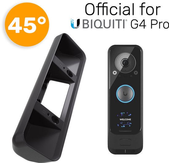 Made for Ubiquity - 45° Hoekbeugel wig voor slimme camera deurbel // G4 Pro Wifi & PoE // Zwart kunststof // Inclusief schroeven voor montage