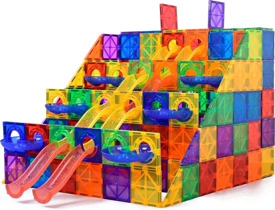 Magna Minds - Magnetic Tiles - Knikkerbaan - 102 stuks - Magnetisch Speelgoed - Constructie speelgoed - Magnetische tegels - Montessori speelgoed - Magnetic toys - Magnetische bouwstenen - Speelgoed Kinderen van Magna Minds