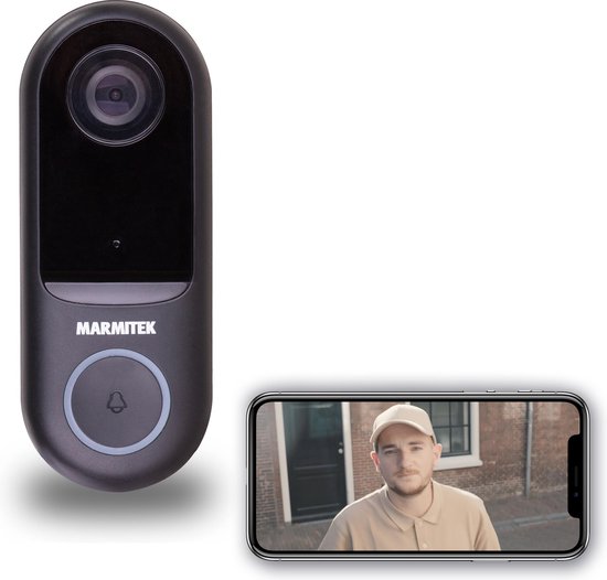 Marmitek Buzz LO - Deurbel met camera draadloos Wifi - Deurbel met camera en Wifi - Deurbel met camera en Intercom - 1080p - Werkt met bestaande Bel - Mogelijk om extra Gong aan te sluiten. van Merkloos
