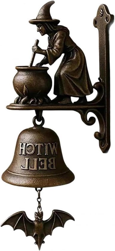 Messing Handbel - Heksenbel Ringbel - Woondecoratie - Luide en Duidelijke Toon - 13 x 8 x 21.3 cm - Messing