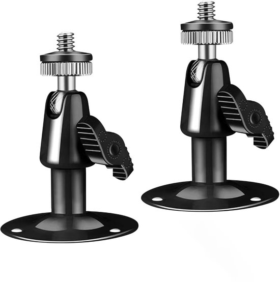Metalen Camera Beugel - 2 stuks - 360° graden verstelbaar - Wandmontage - Voor Beveiligingscamera's - Binnen en Buiten - Met installatietoebehoren - Zwart van Merkloos
