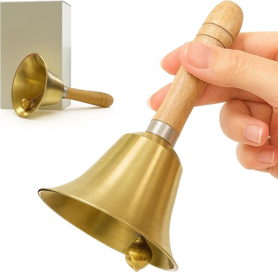 Metalen Handbel - Servicebel Tafelbel - Aandacht Trekken - Duidelijke Klank - 15 cm Hoog - Niet gespecificeerd