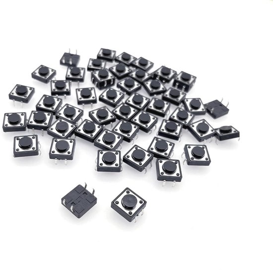 Mini 4-pin 12mm Tactiele Drukknop: 50 Stuks Micro-Schakelaars voor PCB Montage