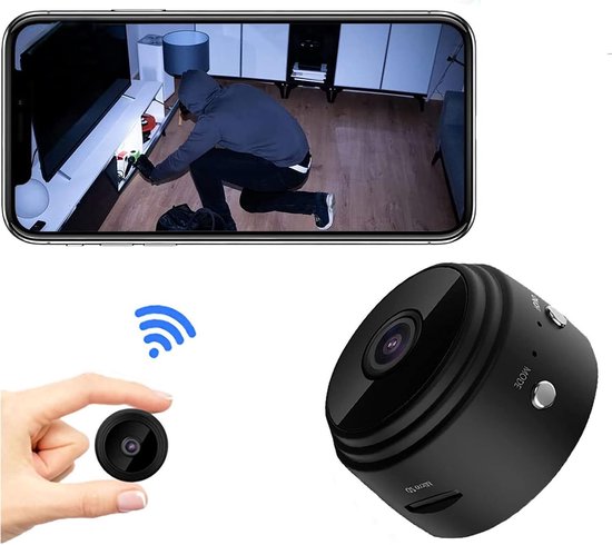 Mini Beveiligingscamera 1080P - WiFi Indoor & Outdoor - Nachtzicht en App Bediening - Geschikt voor Baby en Huisdier van Merkloos