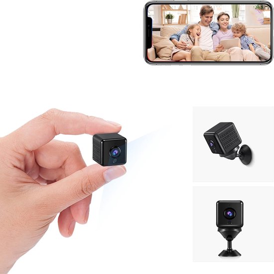 Mini-beveiligingscamera - 2,4 GHz - WiFi-connectiviteit - App-bediening - Realtime bewaking - Delen met gezin - Nachtzicht - Adaptieve bewegingsdetectie - 120° groothoekopname