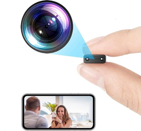 Mini Beveiligingscamera - Draadloze Camera - Huisbewaking - 1080P HD Nachtzicht - 8x8x4 cm - Zwart
