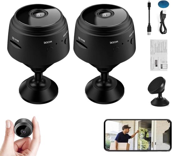 Mini Beveiligingscamera - HD Camera Spy - Binnen Buiten - Magnetische Bevestiging - 6 Meter Nachtzicht