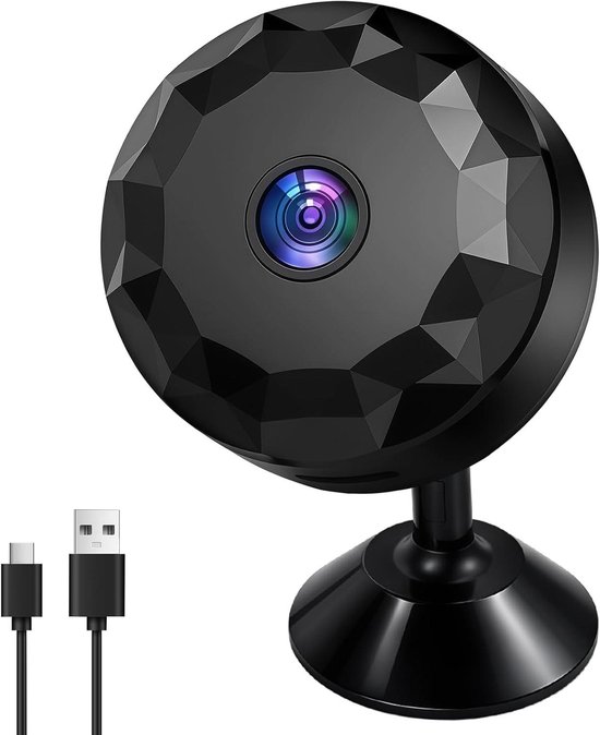 Mini Camera - Beveiligingscamera Indoor - Woning Bewaken - Intelligente Bewegingsdetectie - 10 x 10 x 1 cm - Wit
