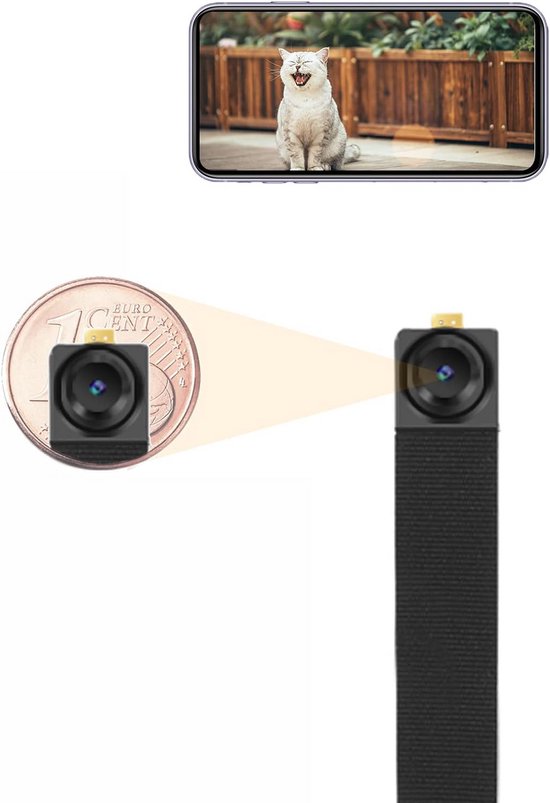 Mini Camera - Beveiligingscamera Micro - Binnen Bewaken - Compact Ontwerp - 14 x 5 x 2 cm - Zwart van Merkloos