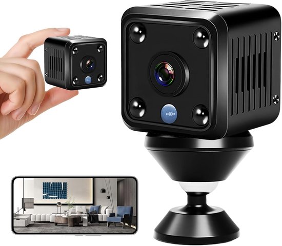 Mini Camera – Mini Bewakingscamera – Binnen Bewakingscamera – 1080P Binnen Bewakingscamera – HD Bewakingscamera met Bewegingsdetectie en Nachtzicht voor