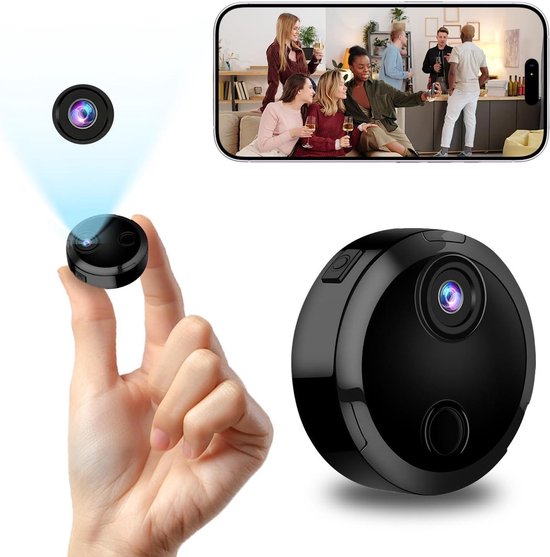 Mini Camera - WLAN Camera - Binnen Beveiligen - Bewegingssensor Nachtzicht - 5 x 5 x 2 cm - Zwart