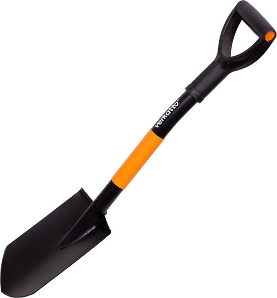 Mini-puntige spade van gehard staal, 75 cm, veldspade met metalen steel en D-greep, kleine tuinspade, kleine puntige schep voor tuin- en bouwwerkzaamheden van MINI