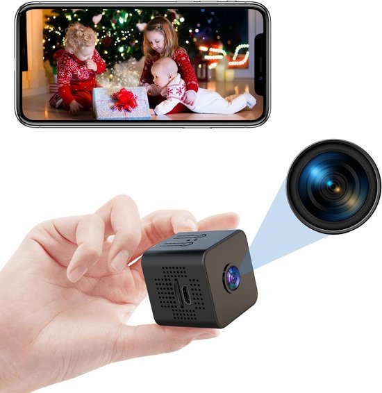 Mini spion camera - Verborgen camera WiFi - Thuisbeveiliging binnen - HD 1080P nachtzicht - N.v.t. - Zwart
