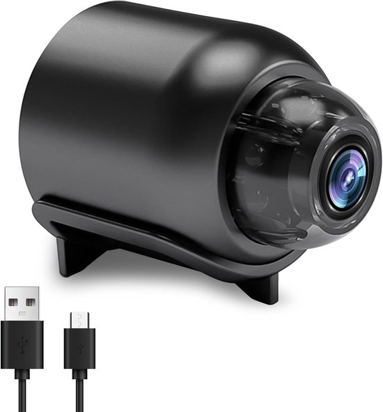 Mini-spionagecamera, wifi, spionagecamera met hoek van 140 graden, 1080p, voor binnen en buiten, draadloos, met nachtdetectie, bewegingsalarm, zicht voor thuis, kantoor, bewaking op afstand via app