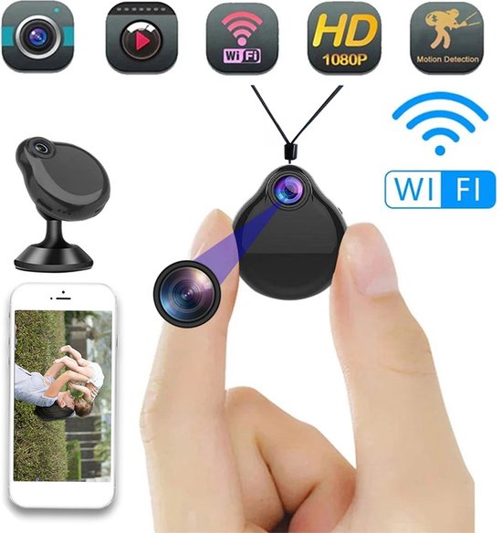 Mini Spy Camera - Draagbare Wifi Beveiliging Camera - 1080P - Ketting - Micro Camera - Voice en of Video Recorder - Nachtzicht en Bewegingsdetectie van Merkloos
