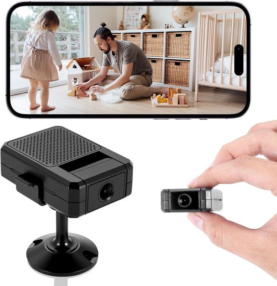 Mini Spy Camera - Verborgen Camera - Beveiliging Thuis - 180° Roterende Lens - 1080p HD - Zwart