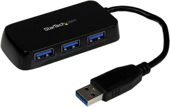 Mini USB Hub - Externe Poorten - Extra Aansluitingen - Ingebouwde Kabel - Compact Formaat - Zwart van Merkloos
