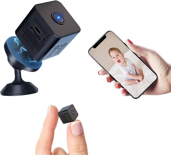 Mini verborgen draadloze spioncamera – WiFi – 1080p HD – Nanny Cam met nachtzicht en bewegingsdetectie – Kleine beveiligingscamera voor buiten/binnen – Geschikt voor autobewaking