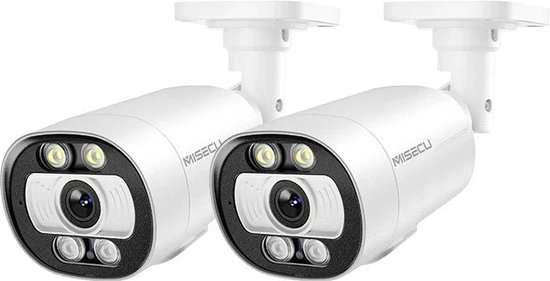 MISECU Draadloze Camerabeveiliging Set - 5MP - 2K QHD - Set 2x Camera - Wit - Binnen & Buiten - Met Nachtzicht van MISECU