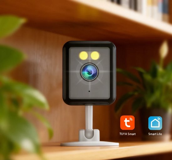 MKR- C12 Mini kubus camera op statief. 2MP, geheugenkaart slot, Werkt op de Tuya en Smartlife app. van MKR
