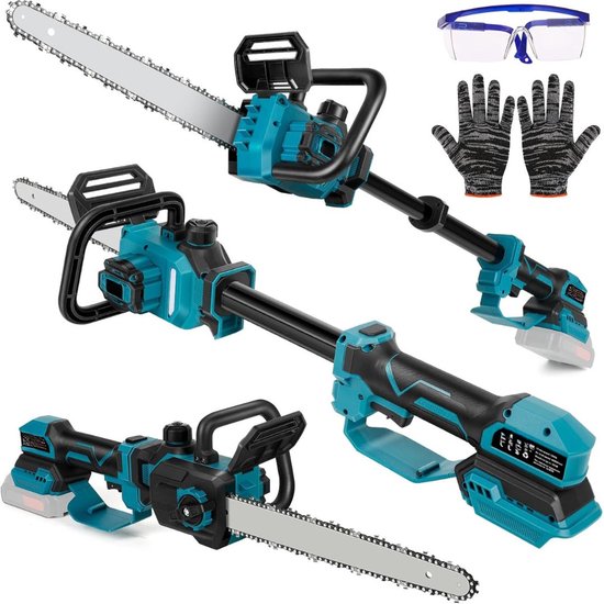 MKSS® Telescopische Snoeischaar - Mini Kettingzaag - Heggenschaar - Takkenschaar - Takkenzaag - Elektrische Snoeizaag met Accu - Blauw en Zwart van MKSS®