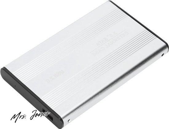 Mrs. Jones Draagbare Externe Harde Schijfbehuizing USB2.0 Draagbare HDD/SSD Harde Schijf voor Laptops/OS X Externe Gegevensopslag Plug-and-play HDD 2TB Zilver . van Merkloos