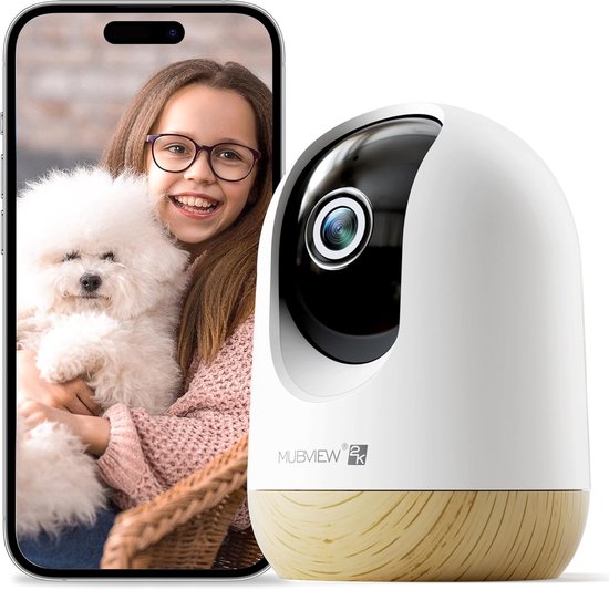 MUBVIEW 2K bewakingscamera voor binnen 24/5 GHz camerabewaking met nachtzicht en 2-weg audio van Merkloos