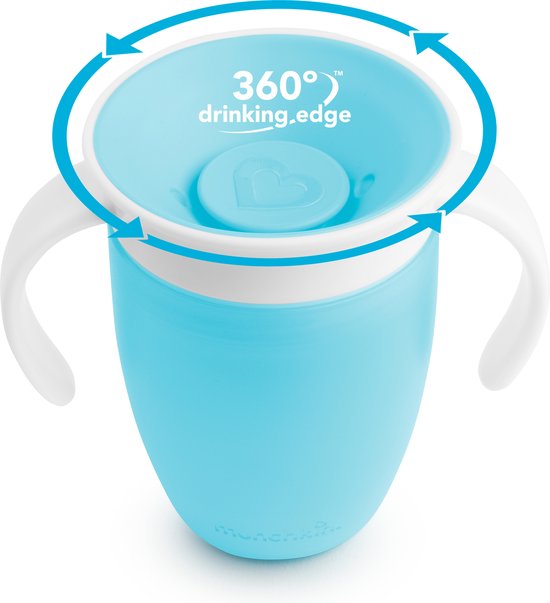 Munchkin Miracle Anti-Lek 360° Drinkbeker - Trainer Cup - Oefenbeker voor Baby en Kind - 207ml - Blauw van Munchkin