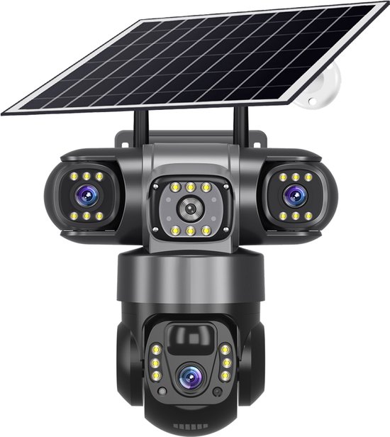Narvie - 4G 4K Zonnepaneel Beveiligingscamera - 3 Lenzen - AI Detectie - PTZ van NARVIE