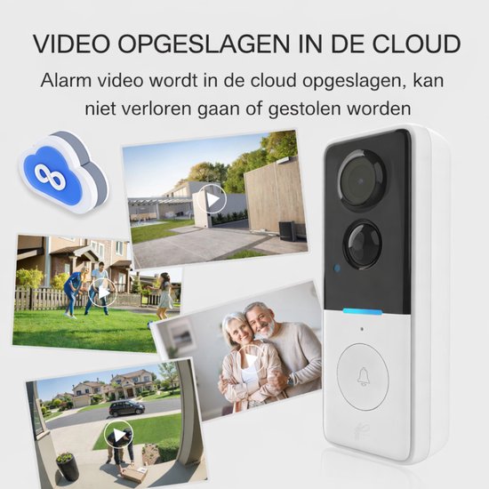 Narvie Video Deurbel met Camera Draadloos – Smart Life App – WiFi 2.4GHz – Nachtzicht – IP65 – Inclusief Ontvanger – Batterij 8000mAh van NARVIE