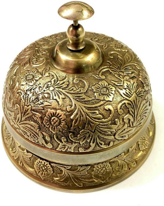 Nautische Tafelbel - Receptiebel Kantoorbel - Klantenservice Melden - Handgemaakt Messing Ontwerp - 4 inch - Goud