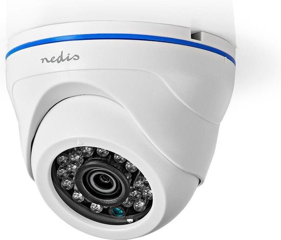 Nedis CCTV-Beveiligingscamera - Full HD 1080p - Nachtzicht: 20 m - Netvoeding - CMOS - Kijkhoek: 80 ° - Lens: 3.6 mm - ABS - Wit / Zwart van Merkloos