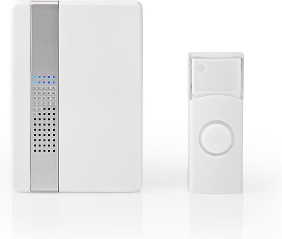 Nedis Draadloze Deurbelset - Netvoeding - 220 - 240 V AC 50 Hz - 1x CR2032 - Volume: 80 dB - Signaalbereik: 300 m - IP44 - 36 Melodiën - 1 Ontvanger - Wit van Merkloos